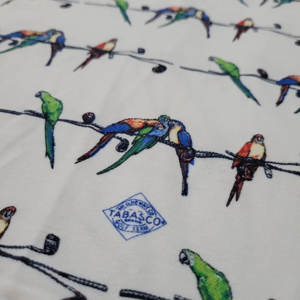 Vintage 90s Genuine Tabasco Hot Sauce Sportwear Polo Shirt Mens L Parrots Golf - Picture 4 of 11